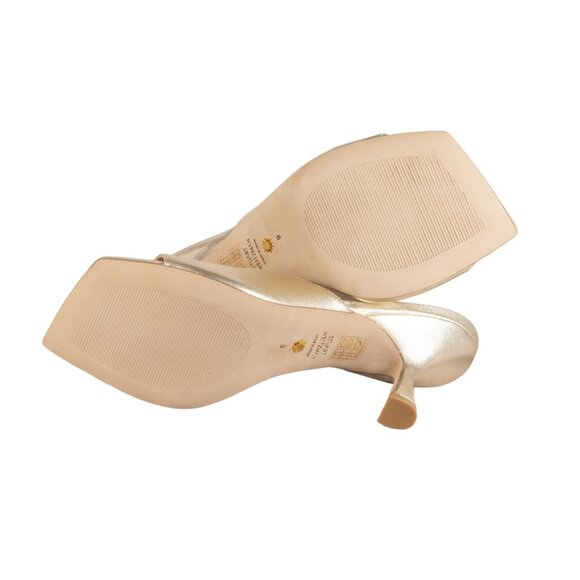 Stuart Weitzman Women's Tia 75 Sandal Platino Color Gold Size 6 B - Picture 10 of 13